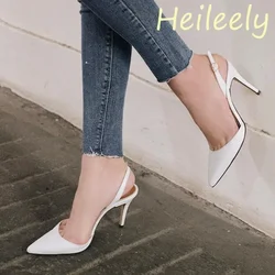 6cm Luxury Women's Shoes Sandals Pointed Toe High Heels Ankle Wrap White Ladies Dress Women Shoes 40 41