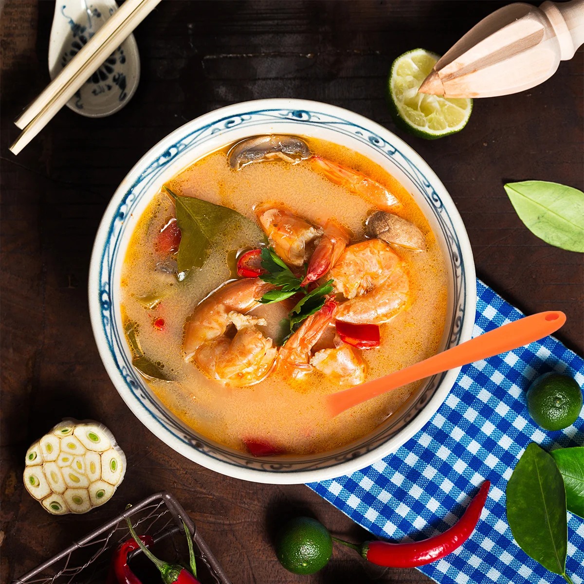 

4Pcs Translucent Silicone Soup Ladles Flexible Heat Resistant Non Stick Kitchen Spoons Food Grade Dining Tools