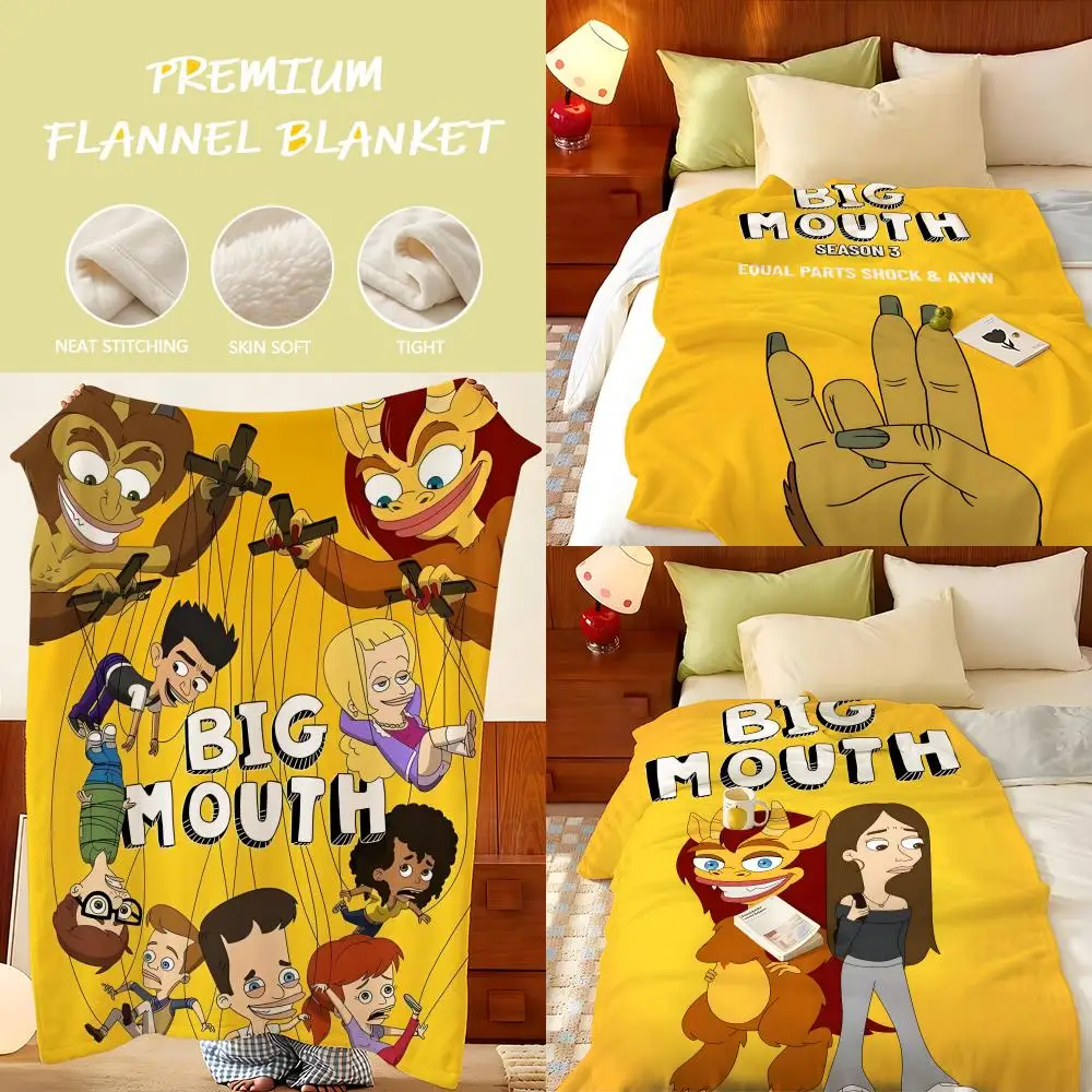Cartoon B-Big M-Mouth Throw Flannel Throw Blanket, Lightweight Cozy, Durable Washable cute Cool