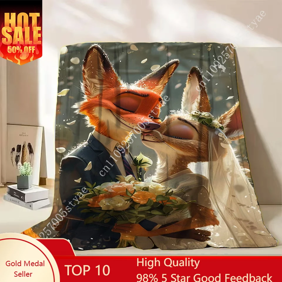 

Zootopia Nick Judy Blankets Disney Cartoon Plush Blanket Indoor Decoration Child Holiday Party Boy Girl Gifts Warm Custom Quilt