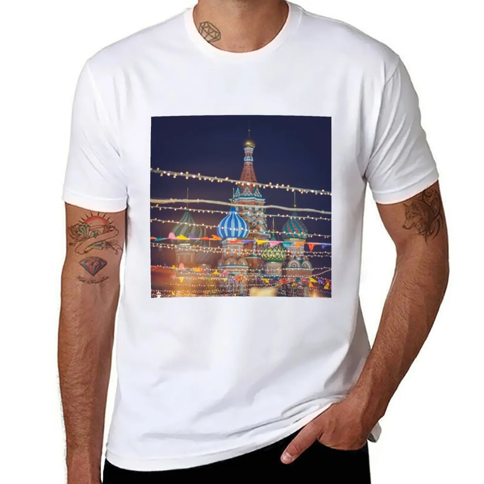 

St Basil cathedral in Christmas in Moscow, Russia T-Shirt man t shirts graphic cotton t shirt pack T-Shirt