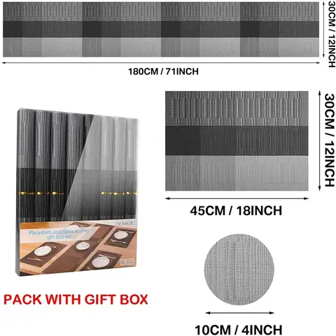 बुने हुए विनाइल प्लेसमैट सेट प्लेस मैट क्रॉसवीव नॉन-स्लिप वॉशेबल टेबल मैट डाइनिंग टेबल किचन रेस्टोरेंट डेकोर कोस्टर के लिए 6 best sales खाने की मेज के लिए मैट - №2
