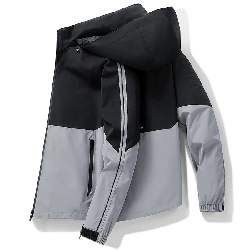 

2025 Spring Autumn Striped Jacket Men's New Hooded Jacket Casual Sports Spring Wear Top Outdoor Fashion Jacket Men's Clothing