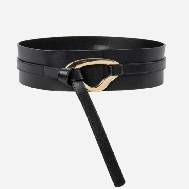 New genuine leather belt for women's skirt suit jacket waist seal slimming decorative knotted belt 105cm