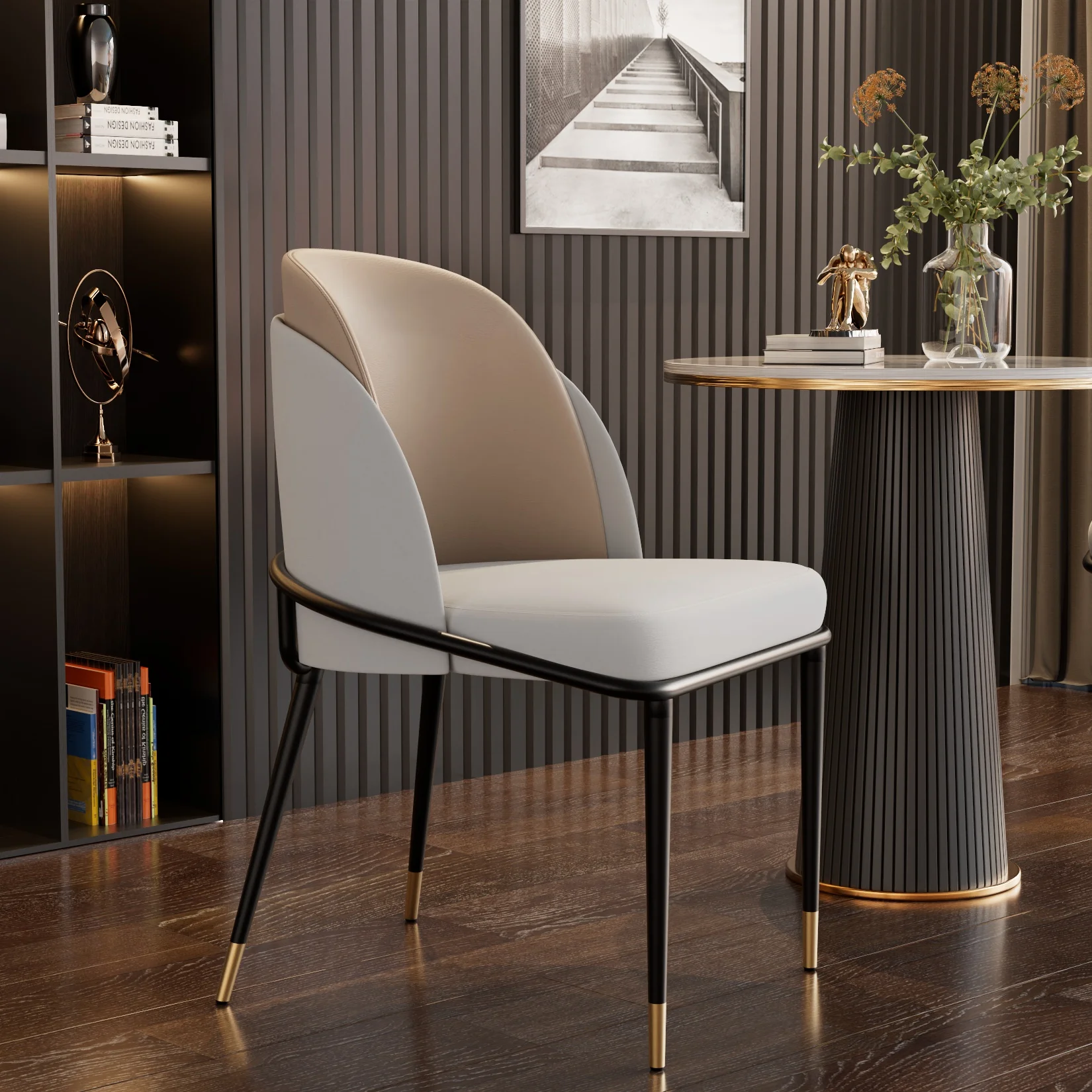 Luvodi Luxe Set Van 2 Eetkamerstoelen Keuken Accent Vrije Tijd Microfiber Lederen Woonkamer Stoelen Voor Eetkamer, Keuken, Studeerkamer