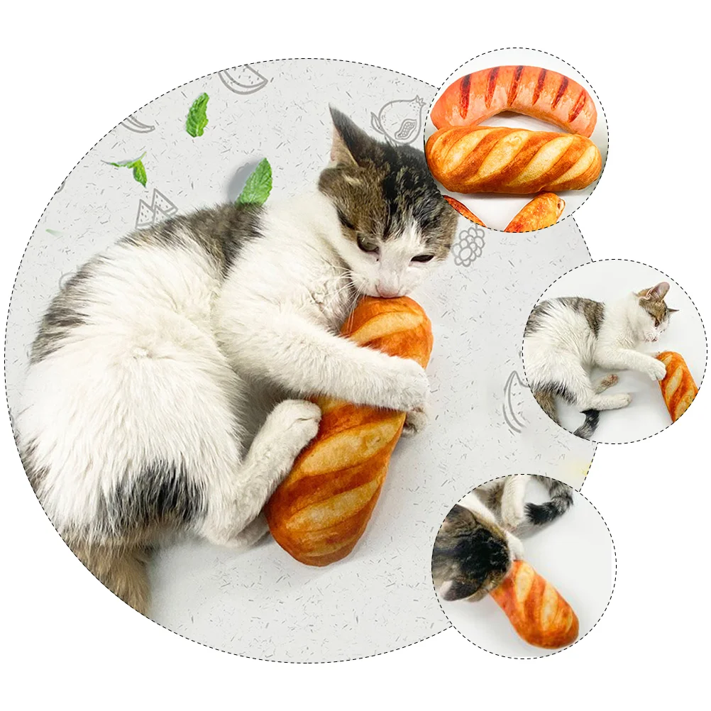 Catnip Bread Toy Interactive Stuffed Plush Teaser for Accessory Adorable Wand Interesting Pillow