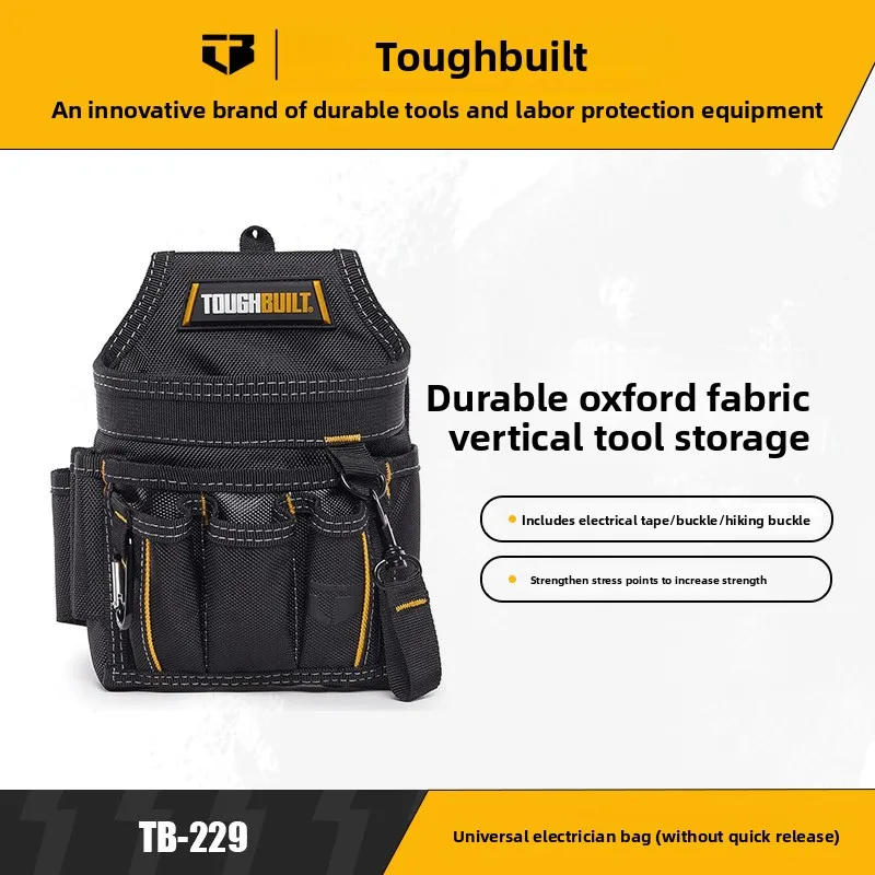 TOUGHBUILT TB-229 Electrician Bag, Universal Multi-functional Wear-resistant Oxford Cloth Electrician Waist Bag