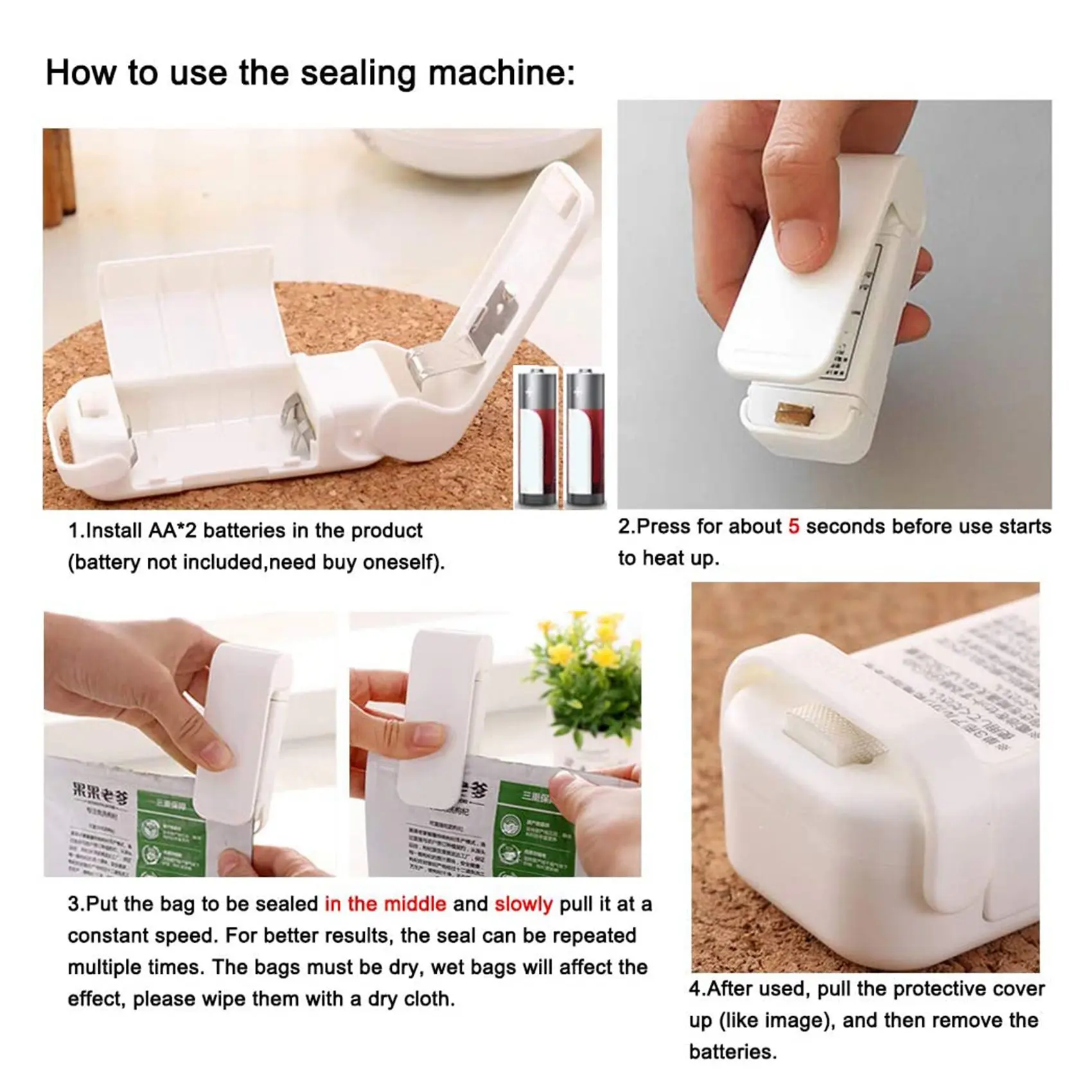 Portable Mini Sealing Machine Household Plastic Bag Sealing Machine Snacks Hand Piezoelectric Heat Sealing Machine