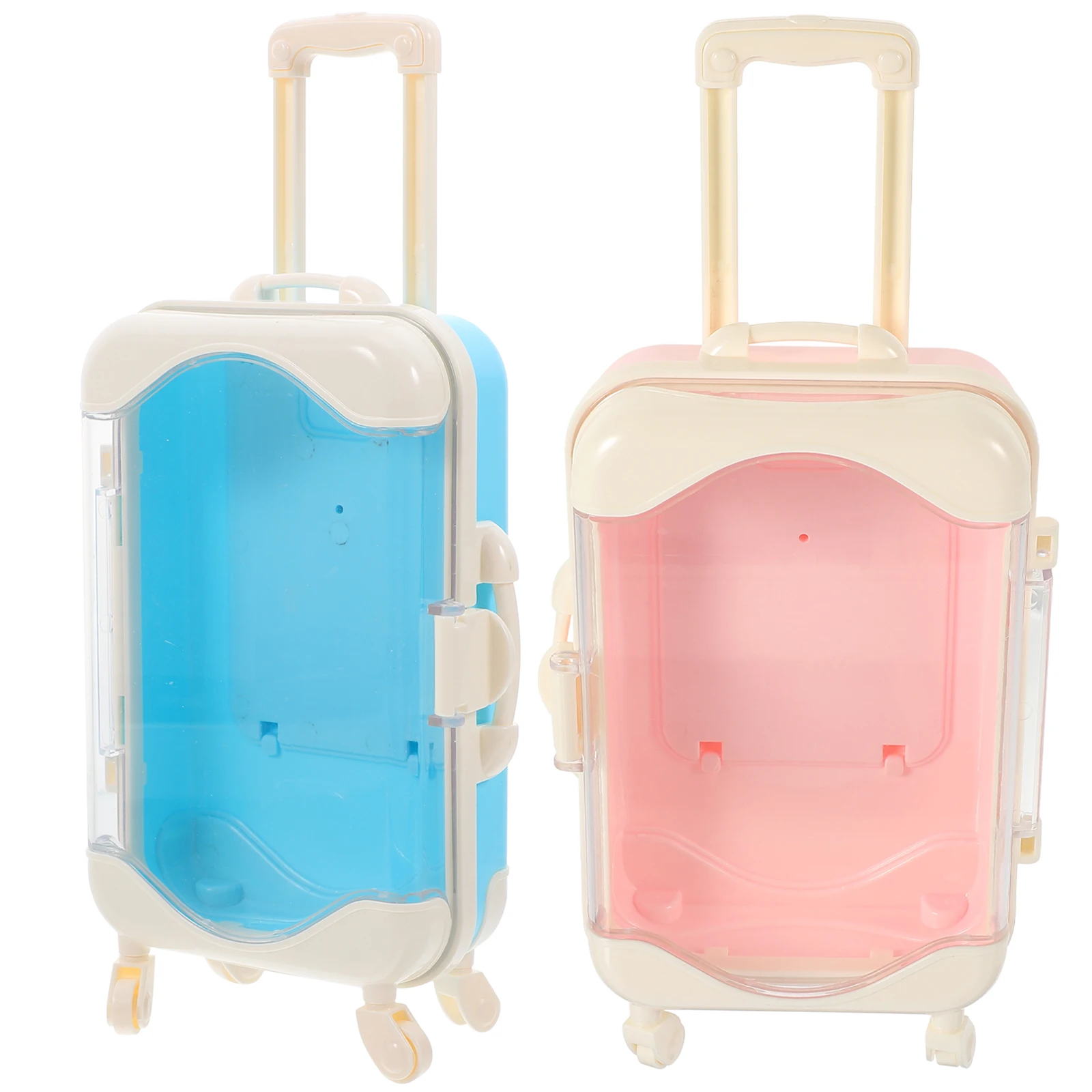 

2 Pcs Simulated Travel Case Suitcase Miniature Simulation Luggage Trolley Small Play Toy Toys Girl