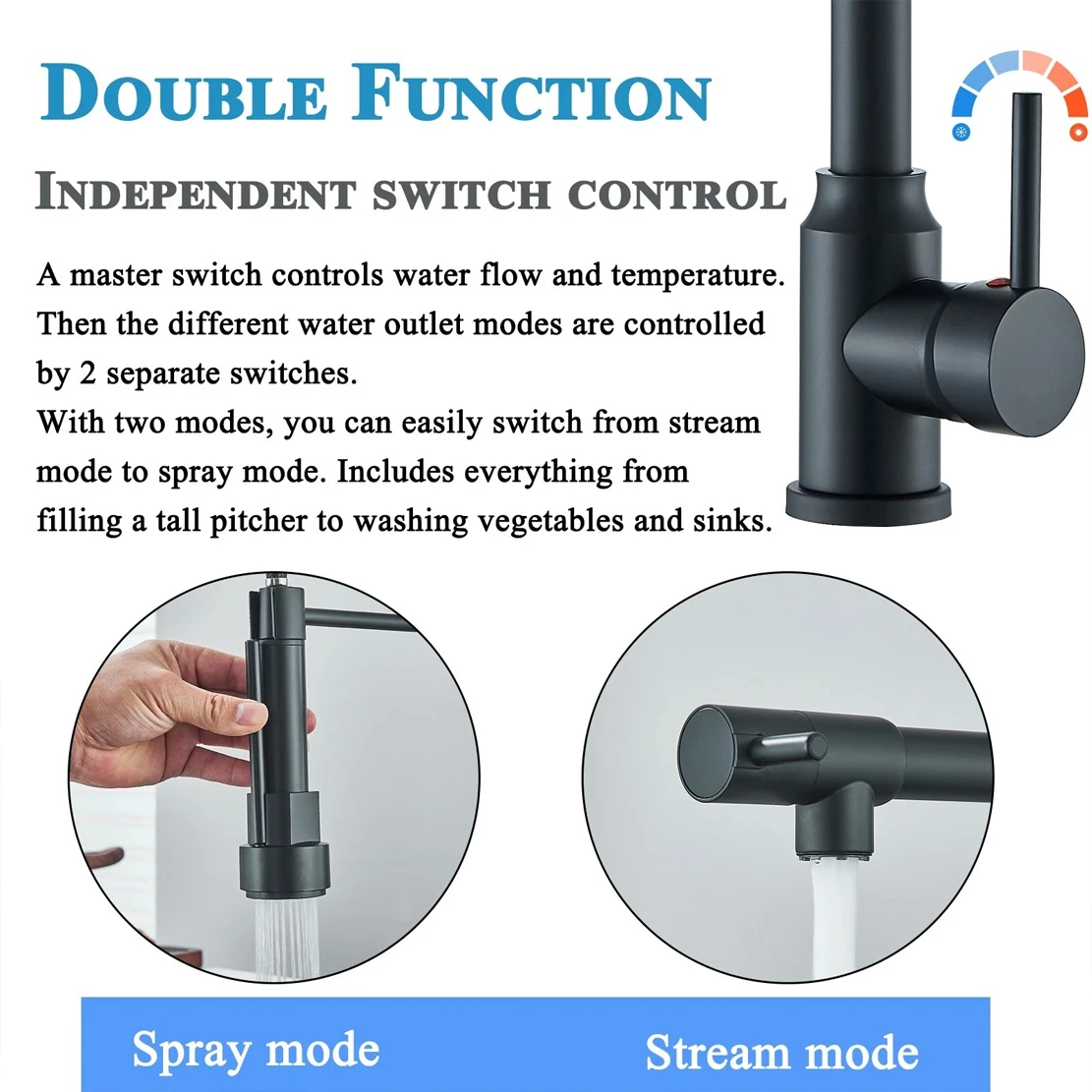 بالوعة المطبخ صنبور سحب أسفل قطب Daul صنبور صنبور النحاس سطح الخيالة الربيع مقبض واحد الباردة الماء الساخن صنبور حوض خلاط