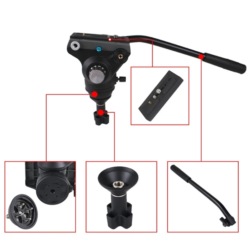 Kepala Video Cairan Berkapasitas Tinggi 100mm dengan Penyeimbang yang Dapat Disesuaikan untuk Berbagai Bobot Kamera