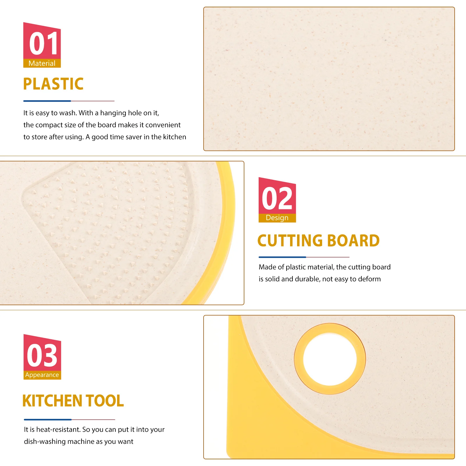 

1pcs Portable Cutting Board Lightweight Non-Slip Kitchen Tool For Fruit Meat Chopping Home Camping Outdoor Use