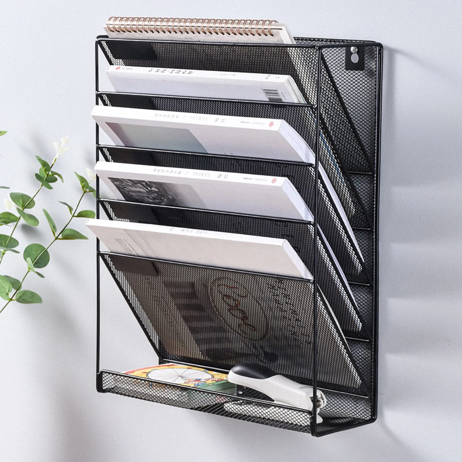 

Wall-Mounted File Rack Metal Multi-Layer Document Organizer for Home Office Hanging File Organizer Mesh Design Storage Holder