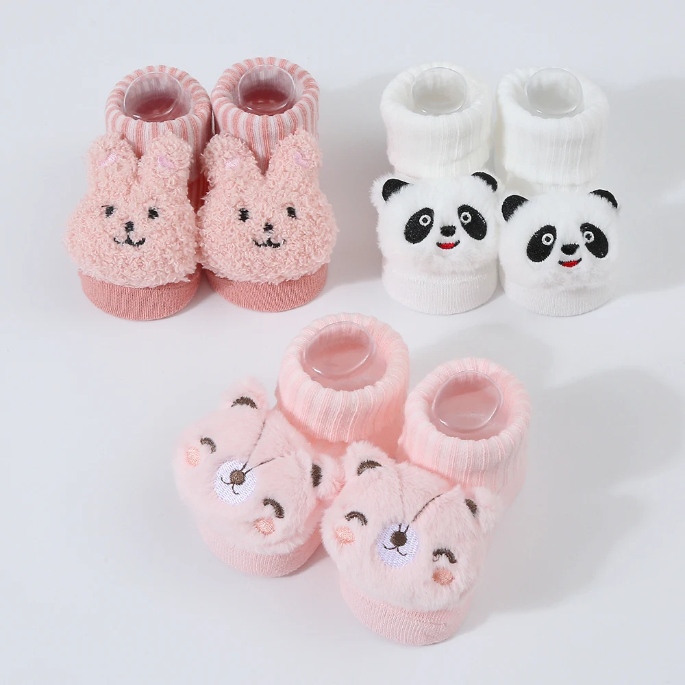 Cartoon Baby Socks For Girl Boys Rabbit Bear Anti Slip Soft Warm Winter Autumn Toddler Indoor Floor Socks For Kids