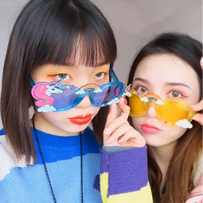 유니콘 테마 파티 LED 라이트 업 안경, 무지개 말 유니콘 안경, 어린이 생일 베이비 샤워 용품, 사진 소품