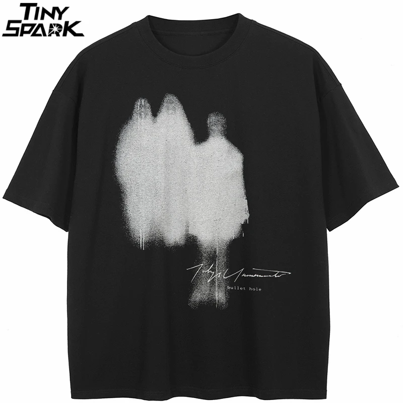 

Футболка Уличная футболка с рисунком теней, хлопковая хипстерская мужская футболка, топы унисекс, футболки, черная одежда в стиле хип-хоп