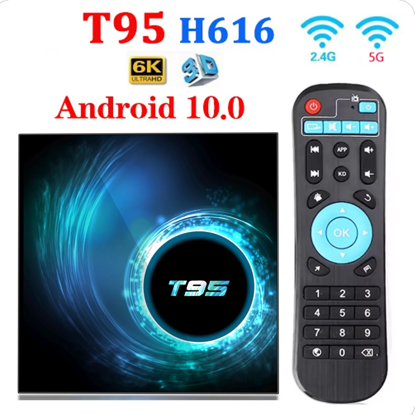 

T95 TV Box Android 10 IPTV 8GB 128GB Allwinner H616 Quad Core Media Box Support 6K 3D H.265 2.4G 5G Dual WiFi BT 5.0 Set Top Box