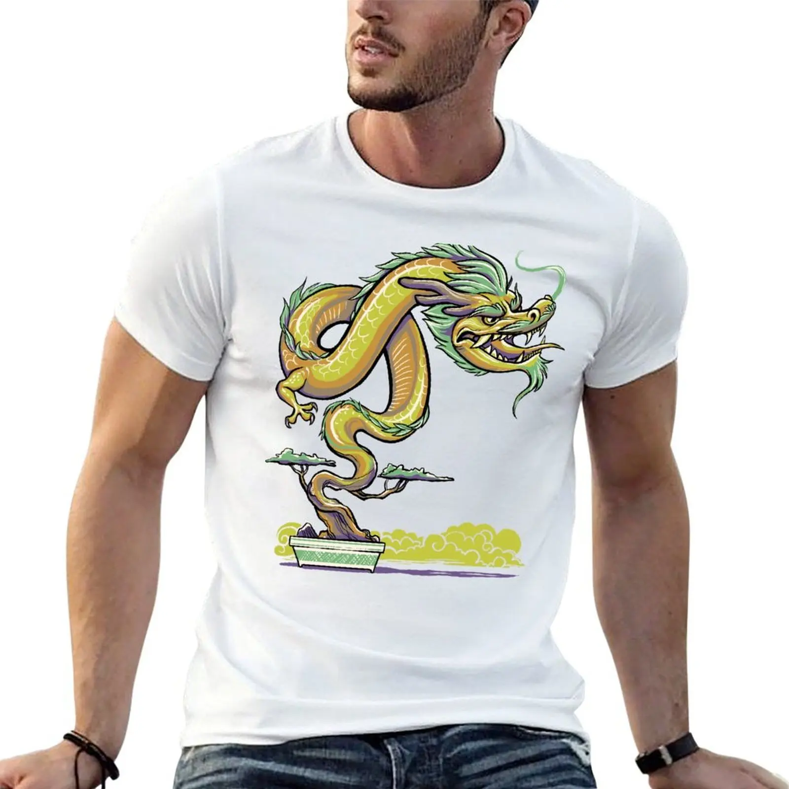 

Bonsai Dragon T-Shirt t shirt man casual graphic t shirts for man black cotton t-shirt plain for man package T-shirt