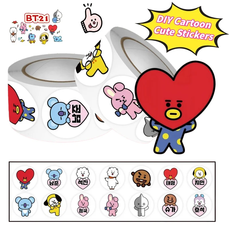 

BT21 koya shooky mang chimmy tata cartoon cute roll stickers high color value kawaii students DIY stickers exquisite decoration