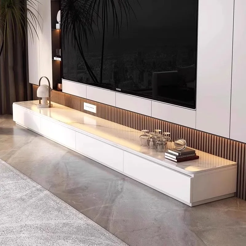 

Nordic Minimalism Modern Tv Stand Cabinet Creamy Apartments Stone Board Solid Wood Simple Small Style Living Room Furniture
