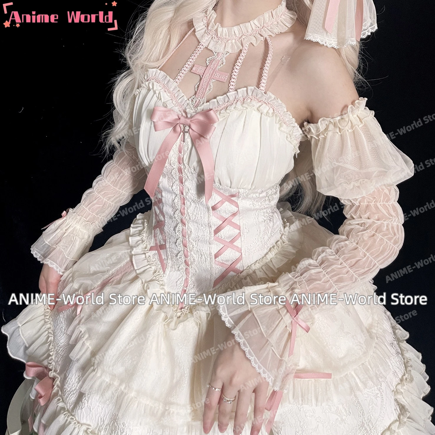 Anime Manga Chobits Chi Cosplay Costume Lolita Pink Bow Clamp Chi Cosplay Bow Clamp chi Halloween Christmas