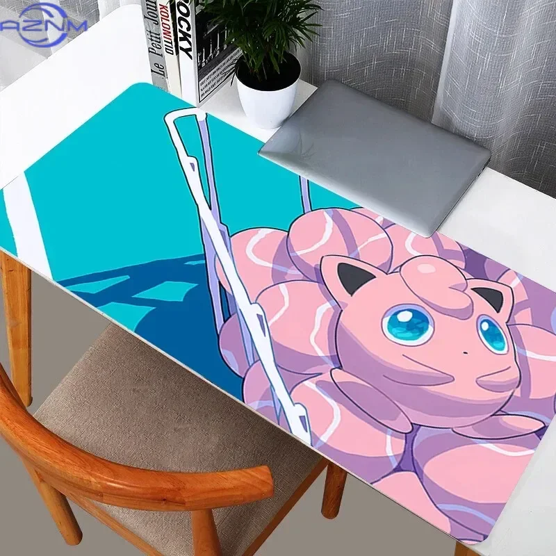 Anime Pink Hair Girl & White Mew Large Mousepad, Rubber Non Slip Extended Gaming Desk Mat, Cartoon Table Pad for Laptop Office D
