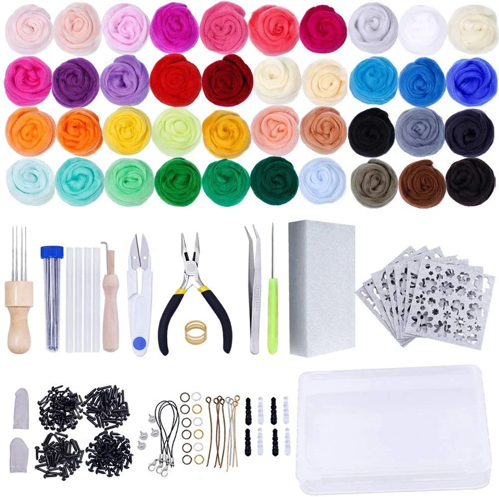 40/25/10 مجموعة ألوان إبرة التلبيد عدة الصوف المتجول إبرة التلبيد كاتب عدة أدوات ورأى الصوف مع أداة التلبيد
