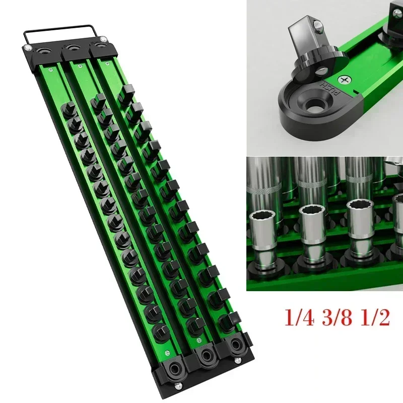 360° Swivel Magnetic Socket Organizer 1/4 3/8 1/2Inch Socket Clip Rail Holder For Hand Tools Wrenches Accessory In Stock