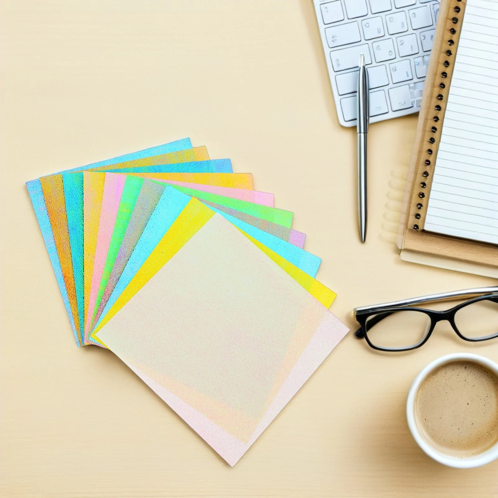 

50Pcs Iridescent Square Folding Paper 15cm Colorful DIY Handcraft Sheets for Paper Crane Art Craft and School Projects