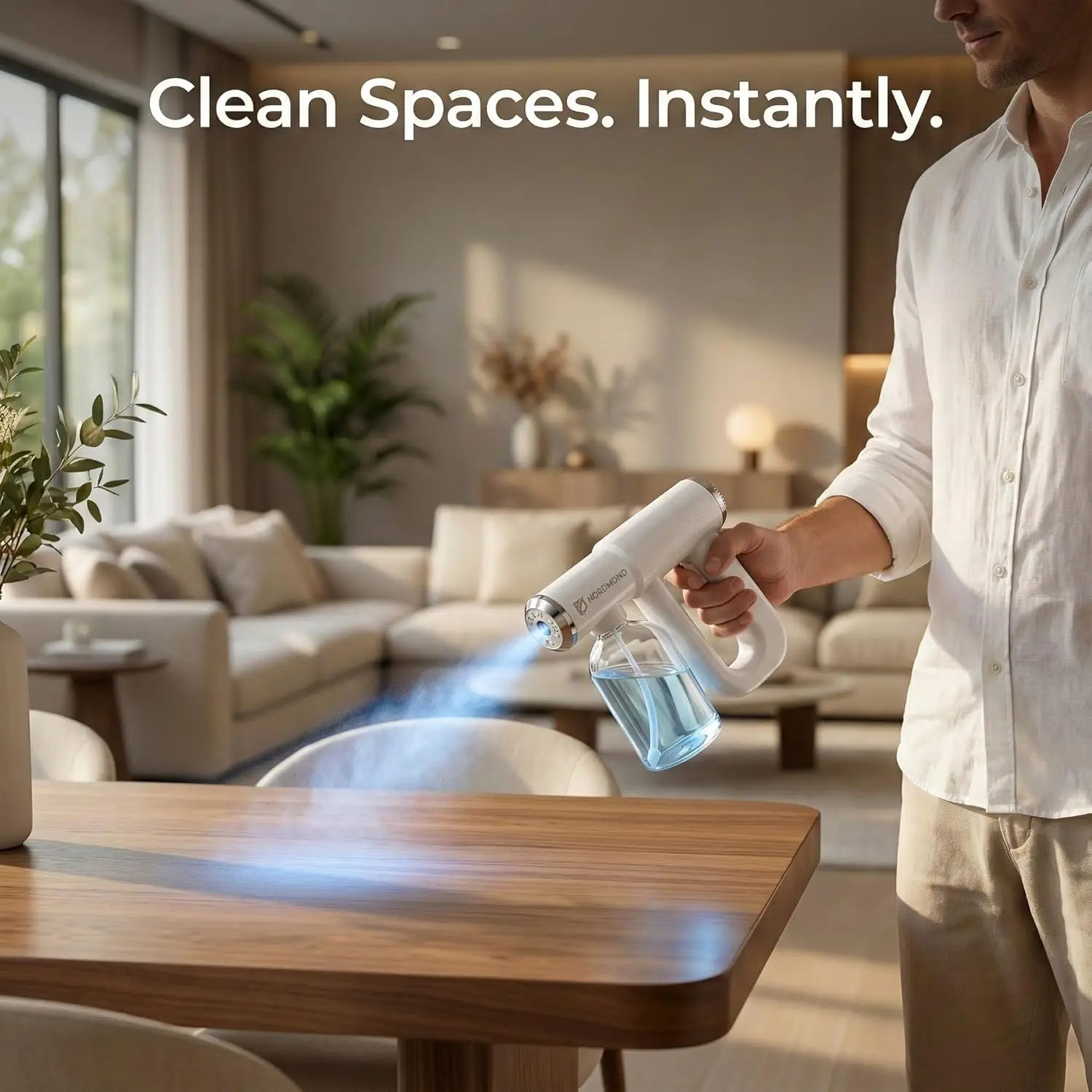 مبيد مطهر لاسلكي احترافي - رذاذ ULV مع ضوء أزرق - بخاخ مطهر قابل لإعادة الشحن للمنزل والأعمال