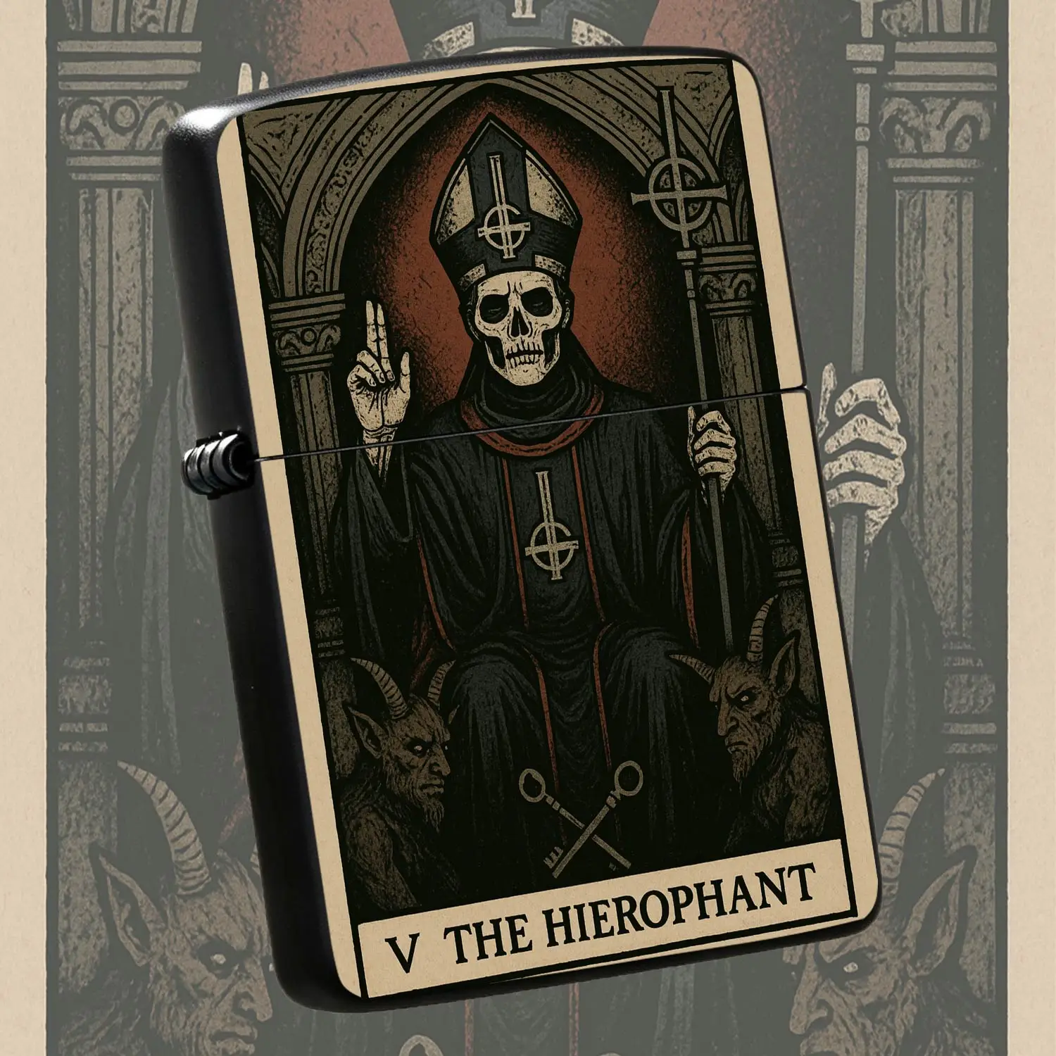 Vintage Tarot Card V The Hierophant Themed Stylish Portable Accessory, Suitable For All Daily Scenarios, Exquisite Dark Aesthetic Unique Collectible Gift For Personal Use And Gifting Purposes  A Humorous And Interesting Lighter