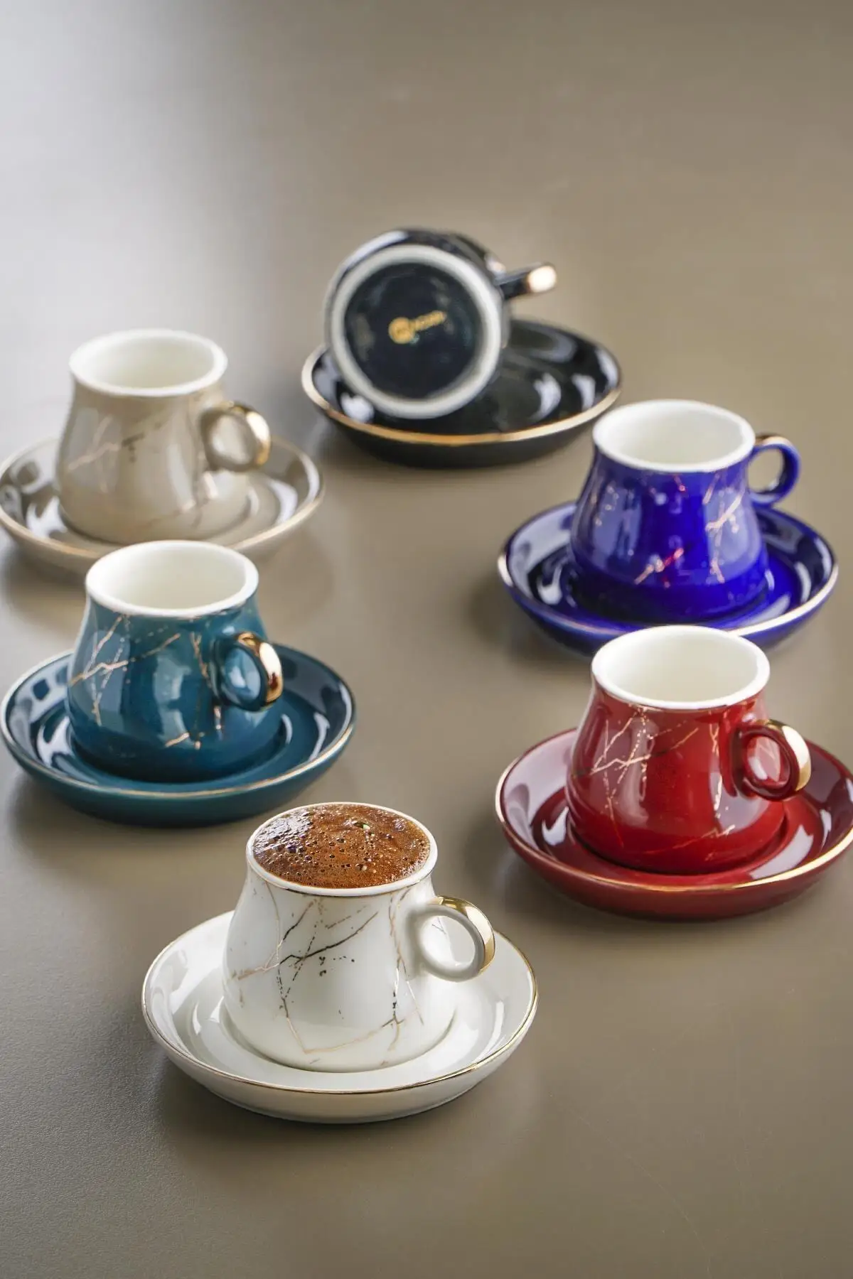 Lightning Porcelain Coffee Cup Pad 6'lı 6 Pcs Coffee cup 6 Pcs Coffee Plate