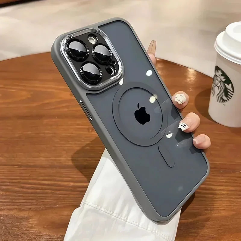 Funda Magsafe transparente de lujo para iPhone, protección de lente de carga inalámbrica magnética, cubierta a prueba de golpes, 16, 15, 14, 13, 12, 11 Pro Max Plus