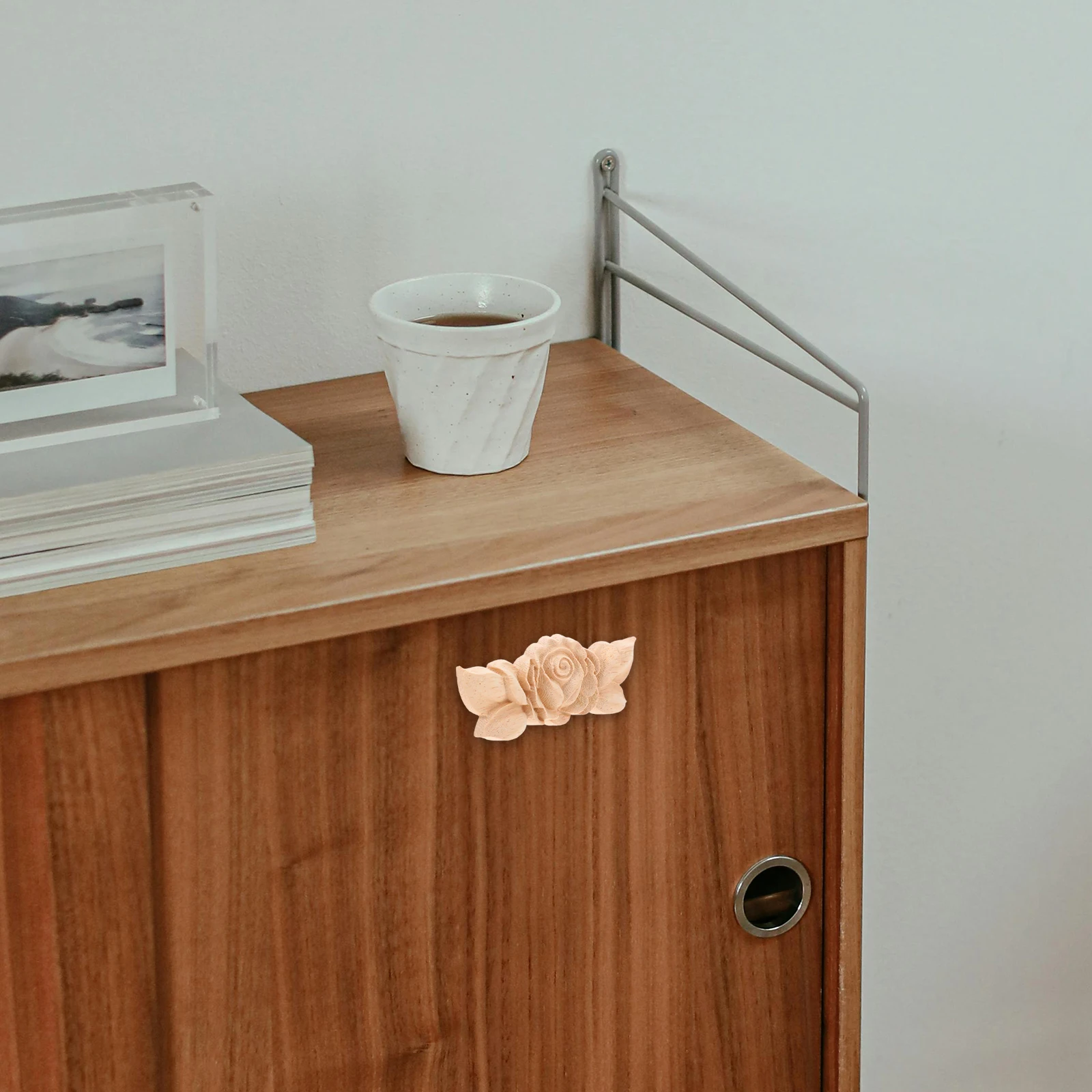 

3pcs Wood Carving Appliques Rose Floral Design Handcrafted Wooden Onlays For Door Window Cabinet Mirror Furniture Decor Bench