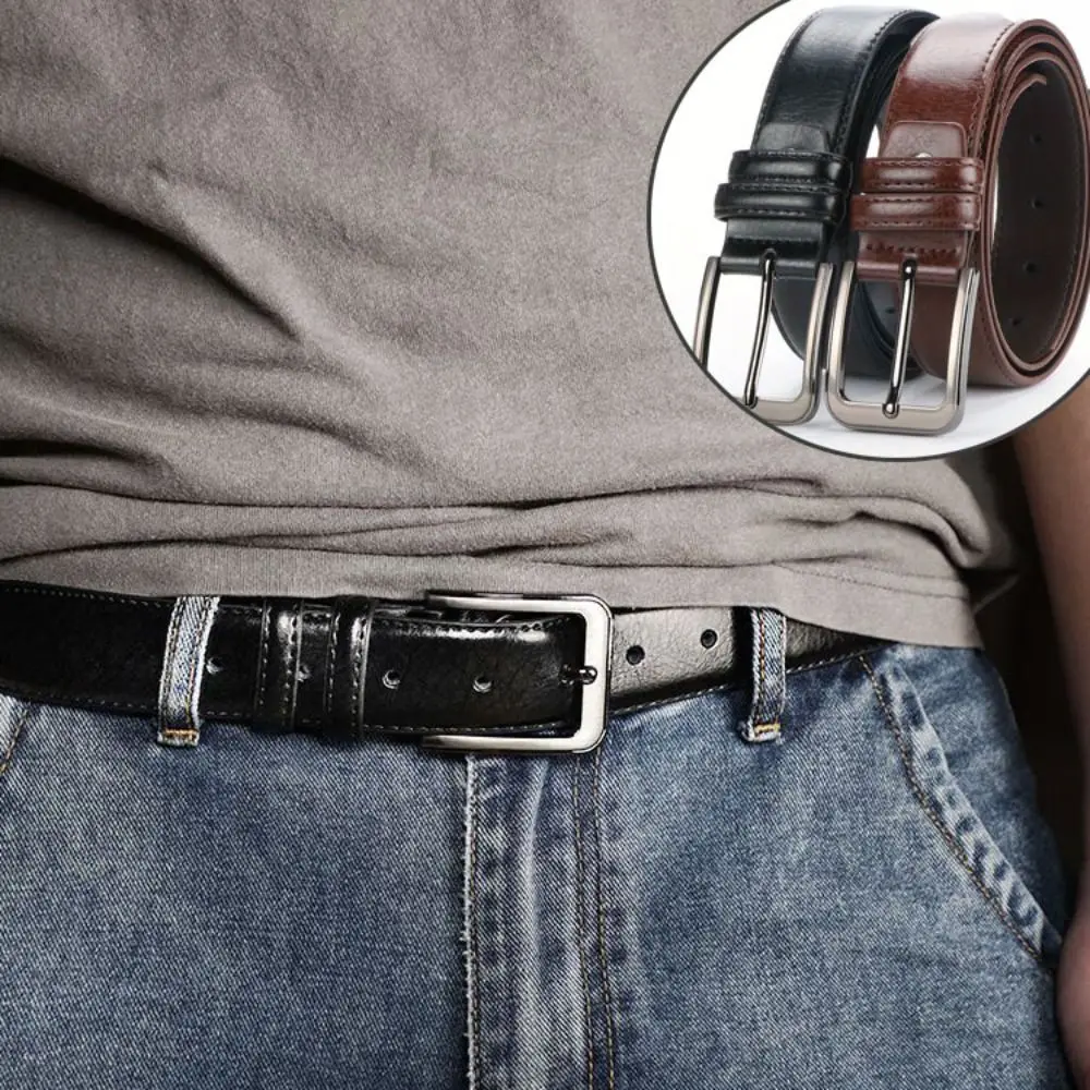

Waist Accessories Retro Men PU Belt Versatile Classic Pin Buckle Belt Texture Durable Alloy Leather Belt Jeans Matching