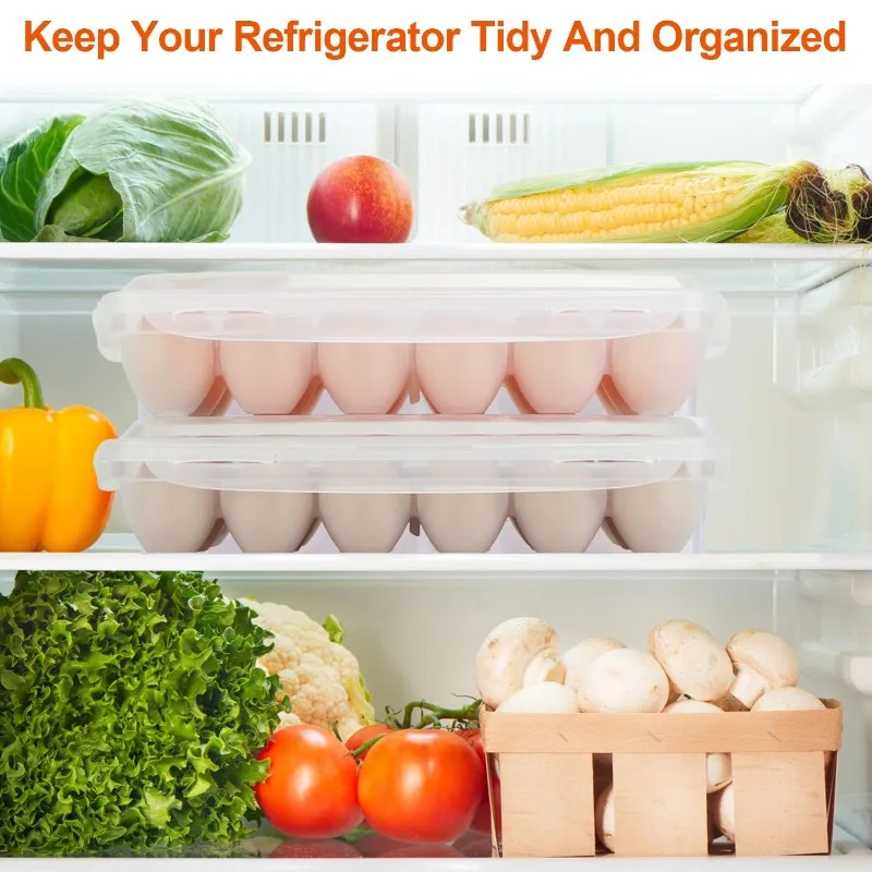 

Практичный штабелируемый пластиковый держатель для яиц, 2 шт., 18 полостей, холодильник, сейф для хранения яиц