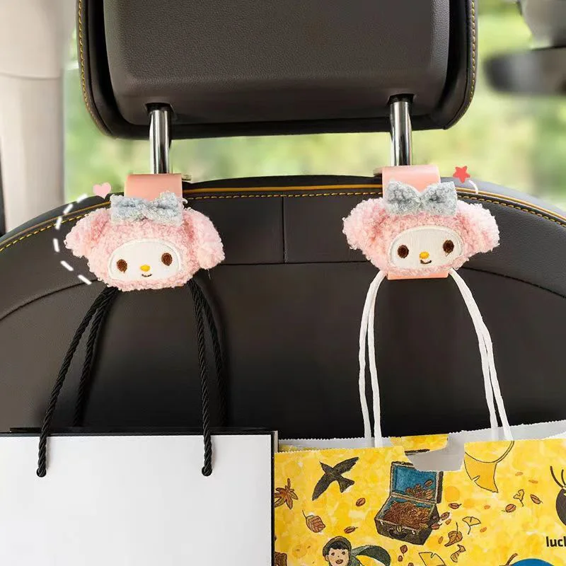 Cute Cinnamoroll My Melody Car Hook Kawaii Anime Plush Multi Functional Sundries Backseat Hook Cartoon Car Accessory Girl Gifts