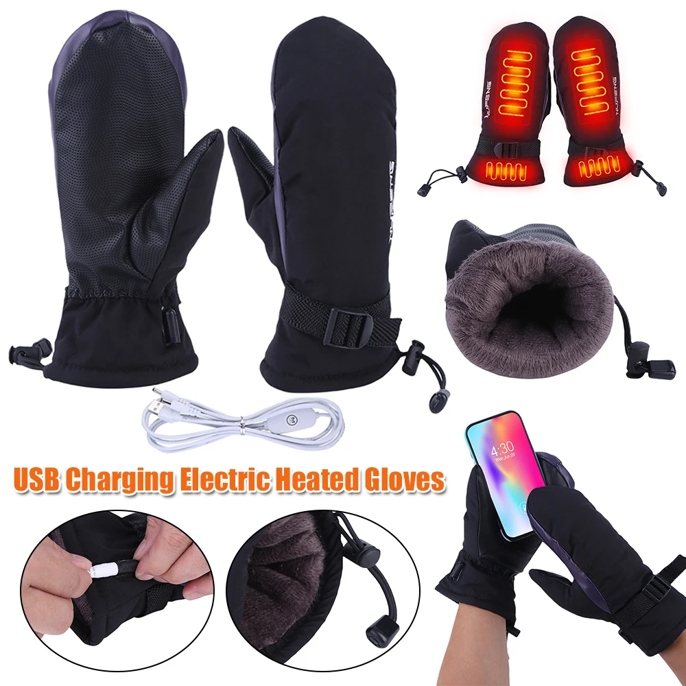 

Electric Heating Gloves USB Charging Hand Warmer Gloves Cold-Proof 3 Gear Temperature for Climbing Hiking Cycling