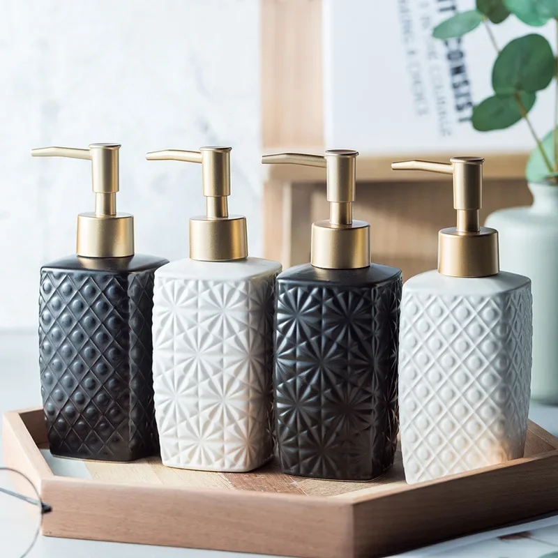 310ml Ceramic Liquid Soap Dispenser Black and White Lotion Storage Bottle for Bathroom Accessories Home Decoration Split bottle