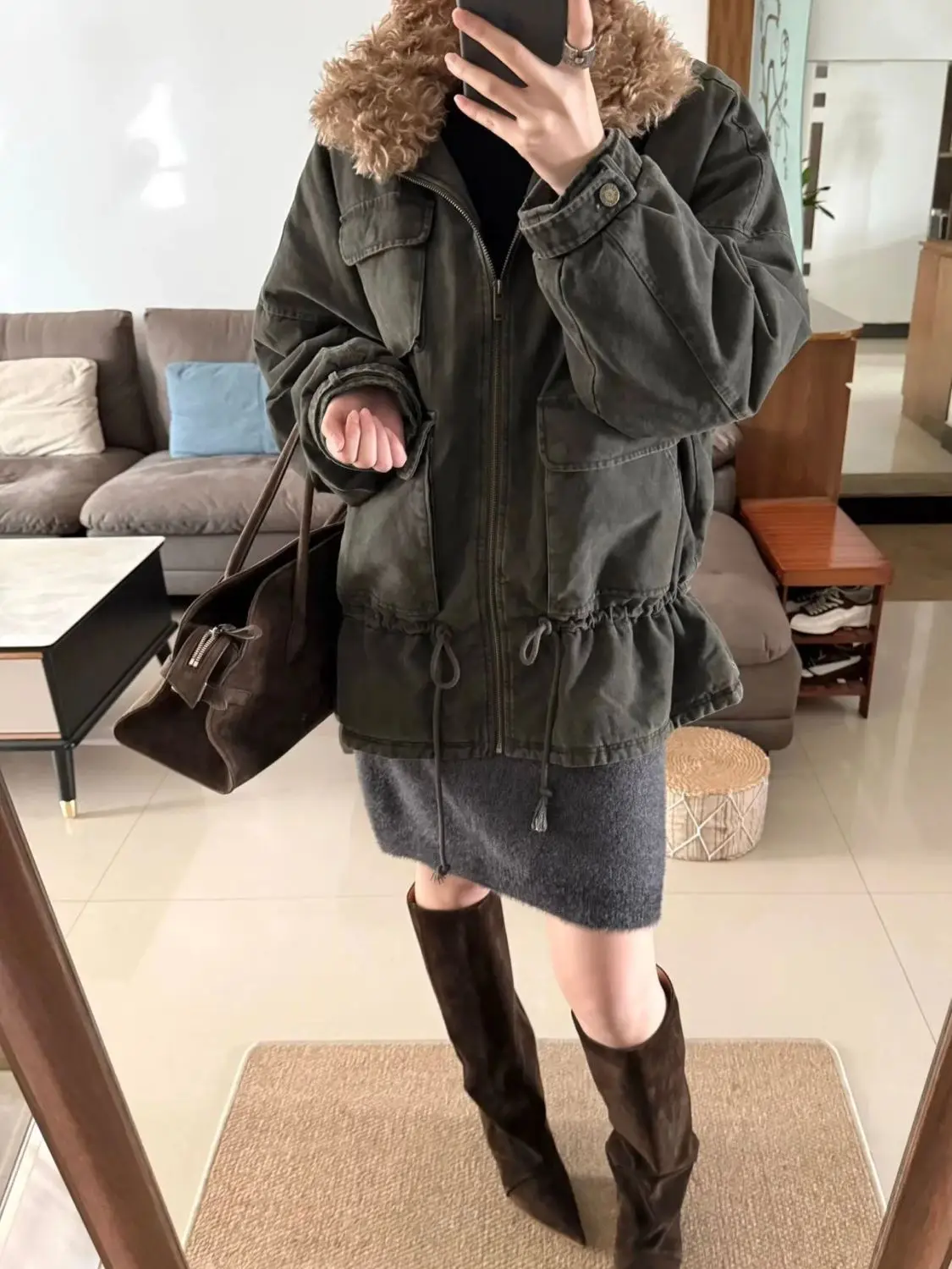 Thickened PieTo Overcome Women's Loose Leisure Warm Tooling Wind-padded Jacket Autumn and Winter Versatile Cotton-padded Jacket