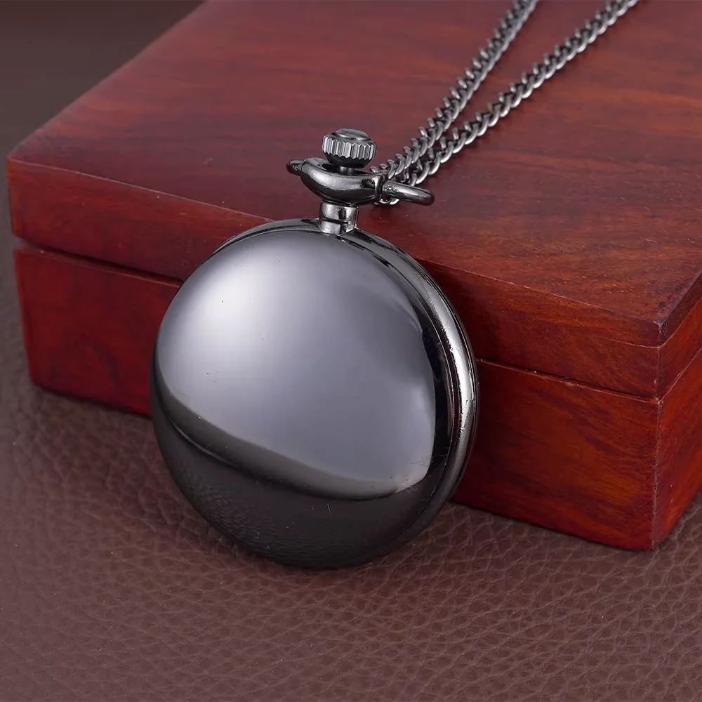 Large black pocket watch engraved with English letters To my wife Pocket watch Hanging watch Nostalgic pocket watch