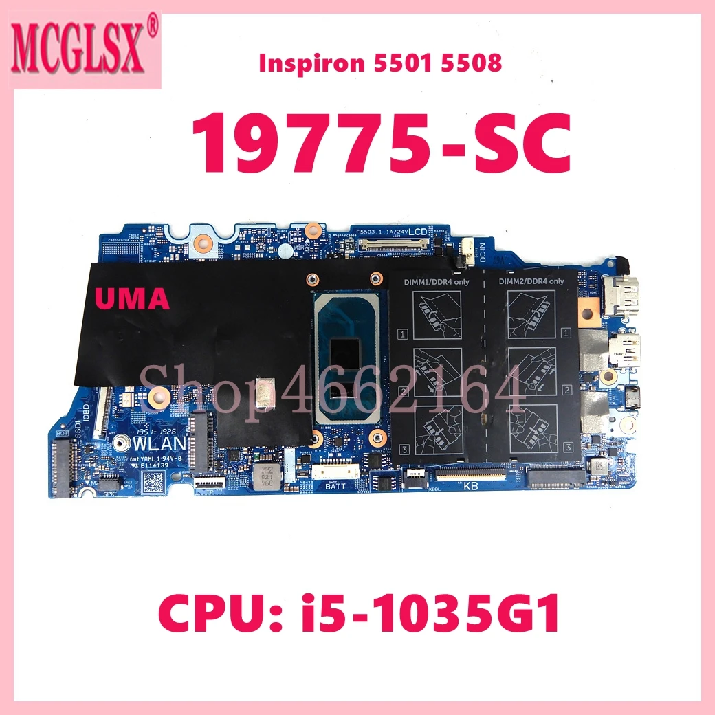 

19775-SC with i5-1035G1 CPU Notebook Motherboard For DELL Inspiron 5501 5508 Laptop Mainboard CN- KU1D14 100% Tested OK