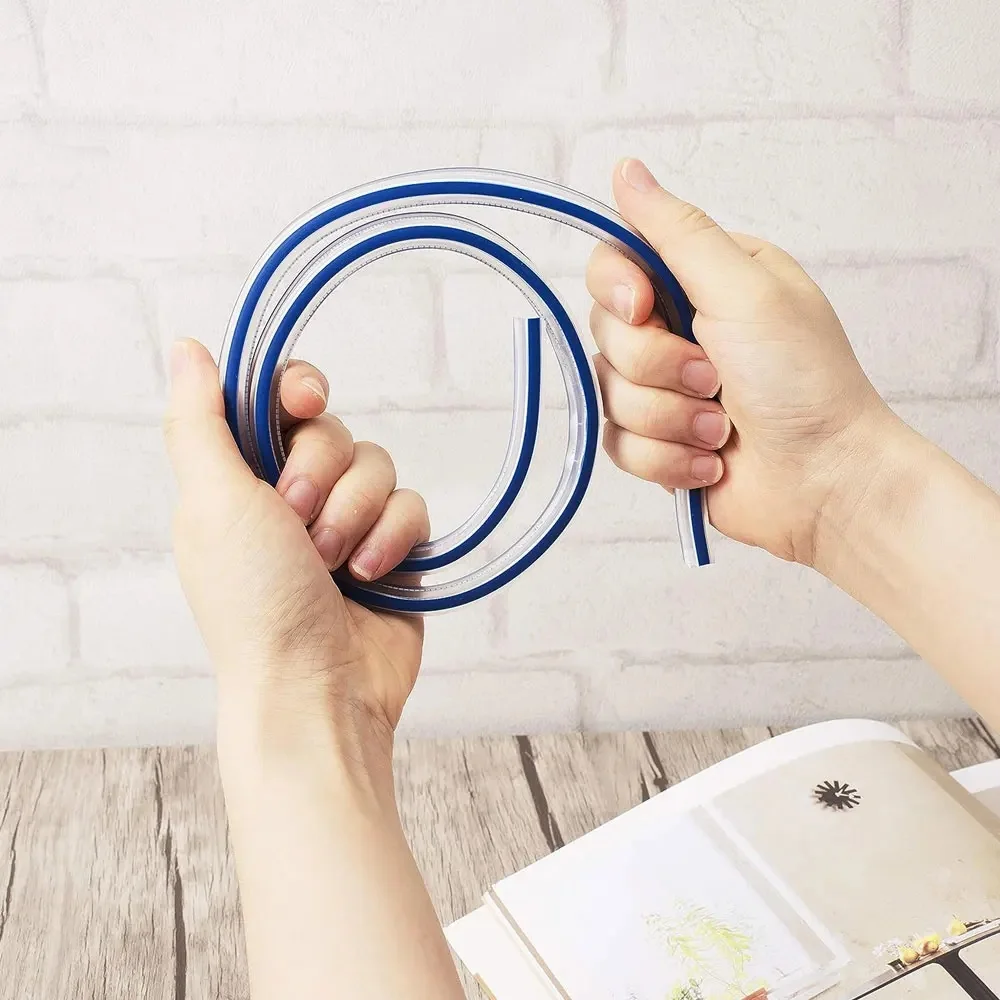 1PC Flexible Curve Ruler Drafting Drawing Tool Snake Shaped Ruler Flex Curved Ruler Quilting Plastic School Office Supplies