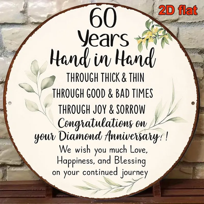 2D Flat - A 2D Flat Round Aluminum Sign Measuring 8*8 Inches/20X20 Cm, Featuring a Vintage Decoration Plaque for The 
