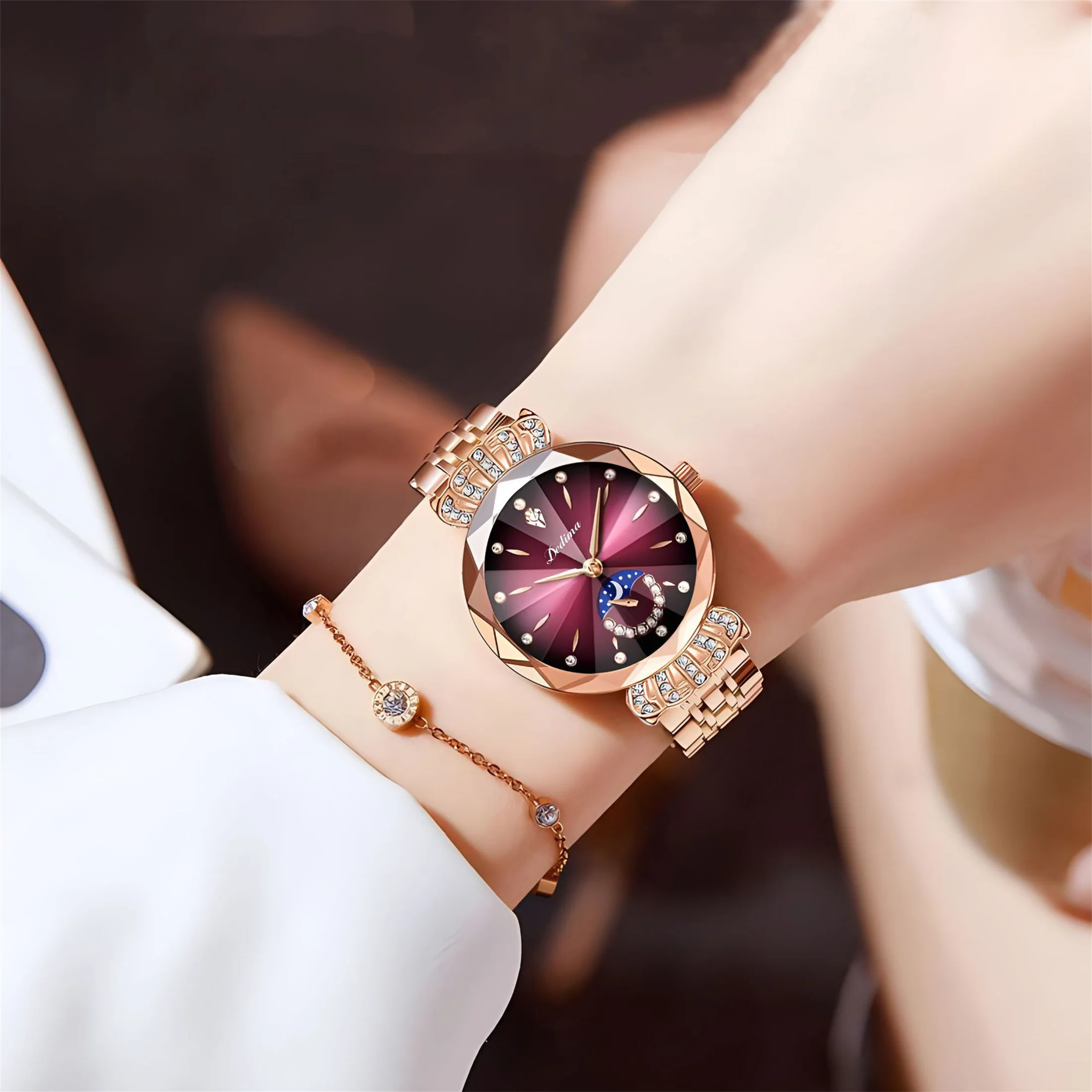 Women Watches Fashion Rose Gold Stainless Stain Steel Ladies Watch Waterproof Quarzt Wristwatch Romatic Girlfriend Gift 920