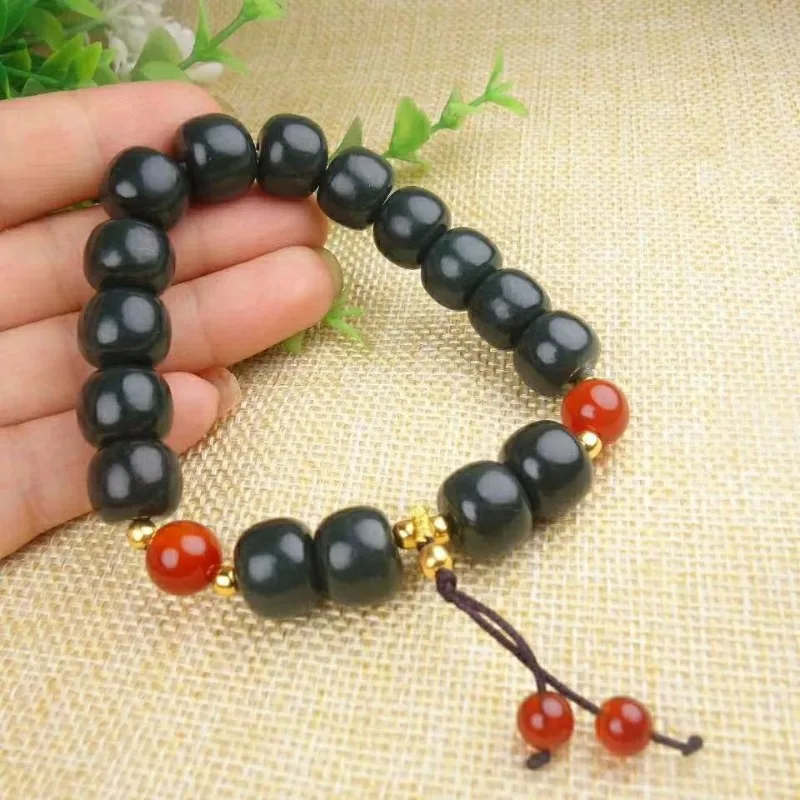 Hetian Sapphire Old Pearl Tower Blue Bracelet Men's and Women's Fashion Bracelet