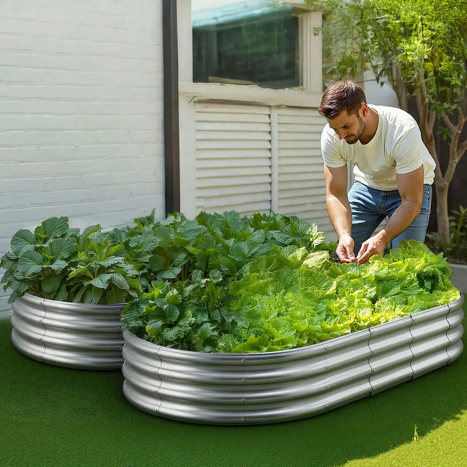 6x3x1ft Metal Raised Garden Bed Galvanized Planter Box Open Bottom for Vegetables Flowers Herbs Succulents Outdoor