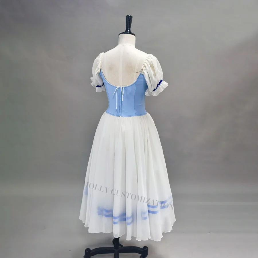 2024 high-end new blue Coppelia ballet large swing long gauze dress performance competition adult and children customization