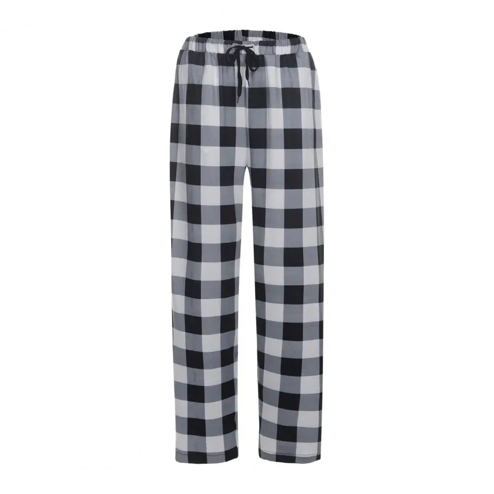 Pantalon de pyjama à carreaux pour hommes, Long, ample, cordon de serrage, taille élastique