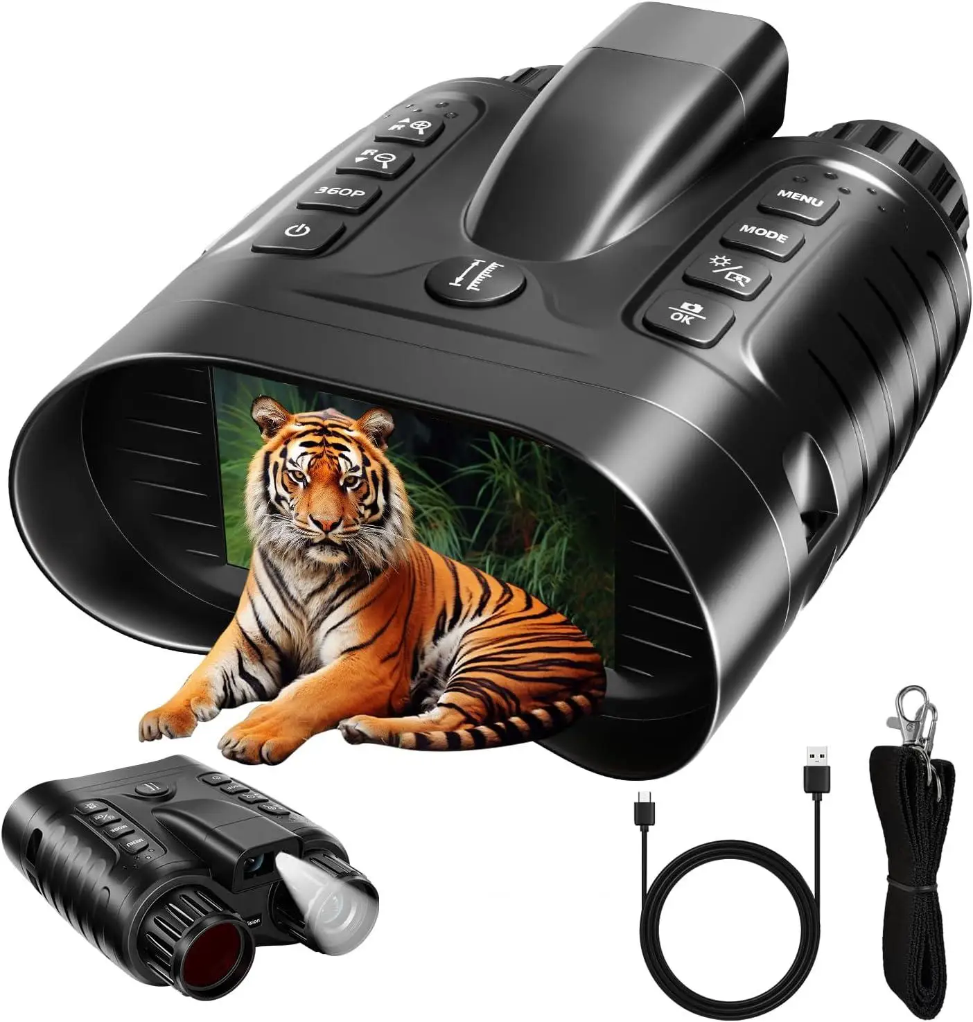 

4K 36MP Night Vision Binoculars with Range Finder for Adults Infrared Night Vision Goggles with 8X Zoom for Hunting Camping
